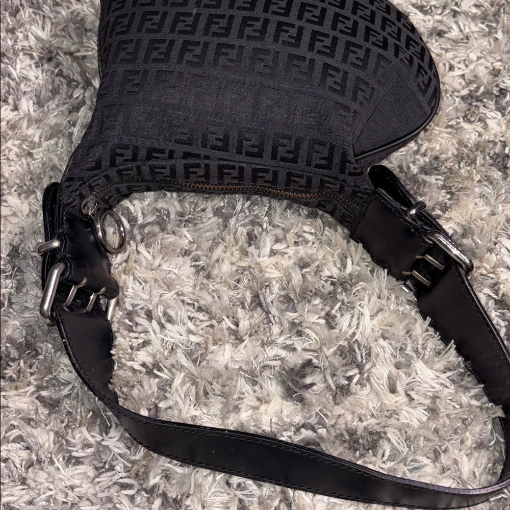 Fendi Black FF Monogram Saddle Bag - Picture 12 of 16